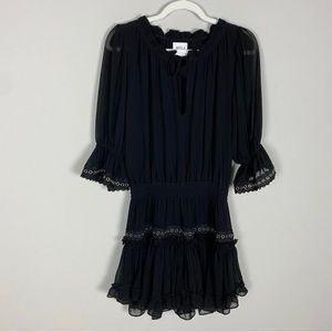 Misa Los Angeles Grommet Ruffle Mini Dress Black Womens